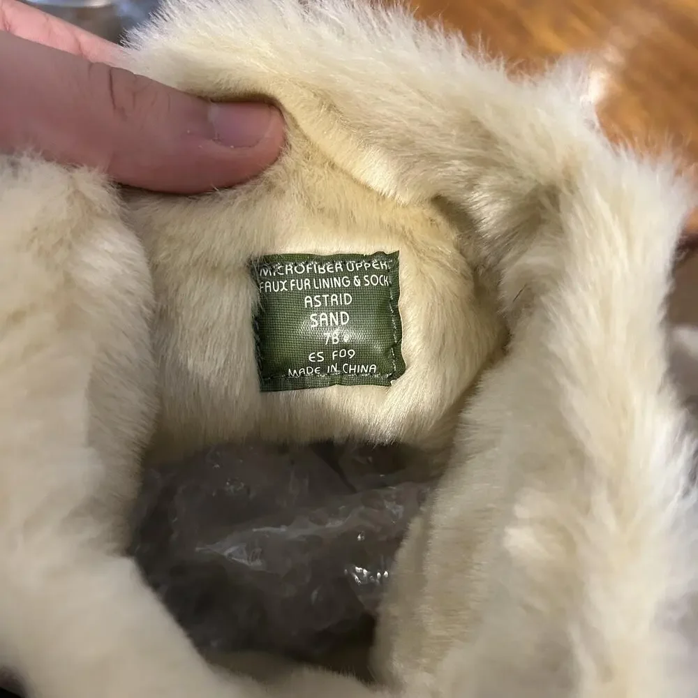 Earth‎ Astrid Sand Faux Fur Winter Boots 7/8 Kalso Comfort Suede Waterproof Look